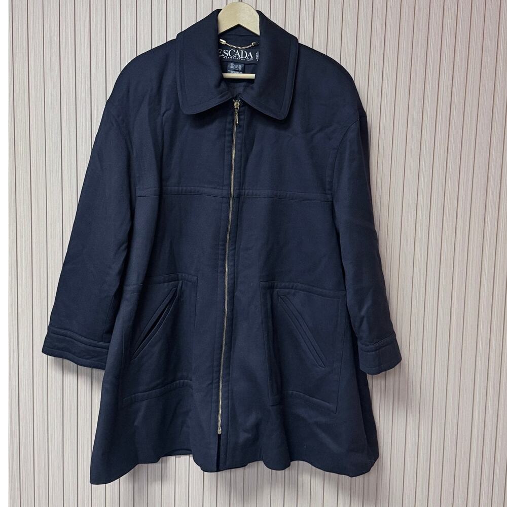 Escada Margaretha Ley Women’s Zipper Front 100% Wool Jacket Dark Navy Size 38